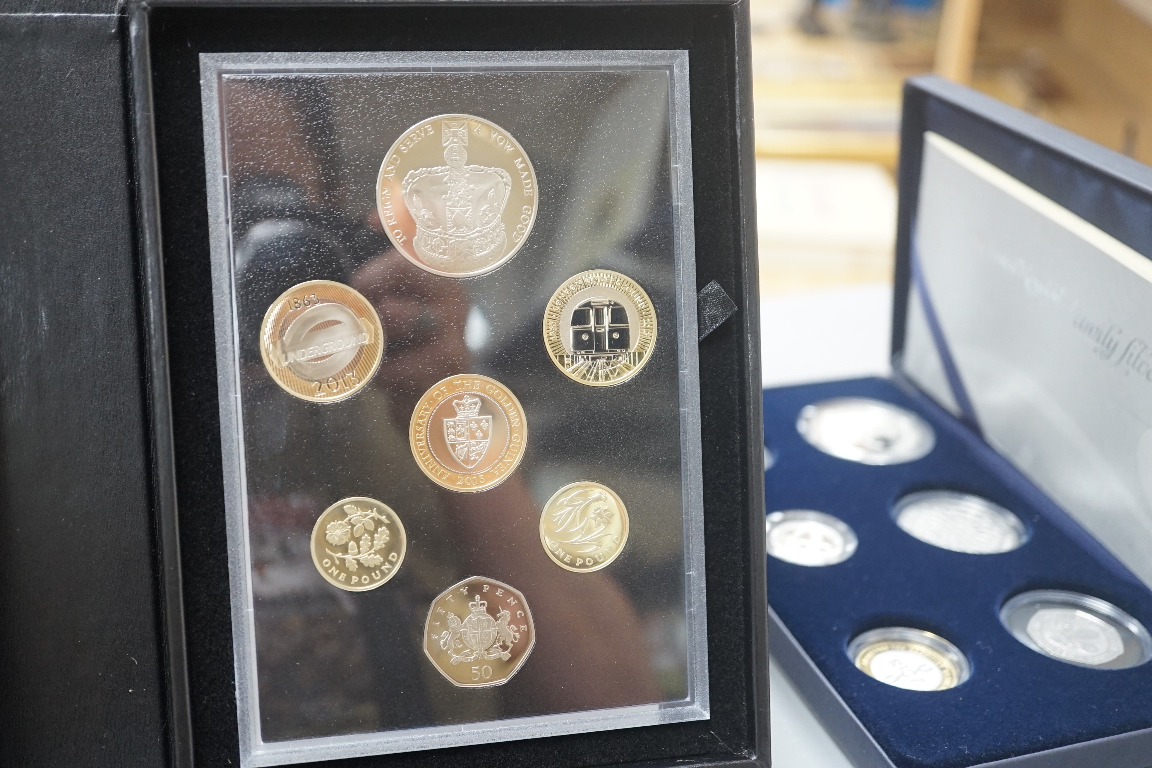Two cased Royal Mint proof silver coin sets – 2007 Family Silver Collection six coin set and 2013 Collector Edition fifteen coin set